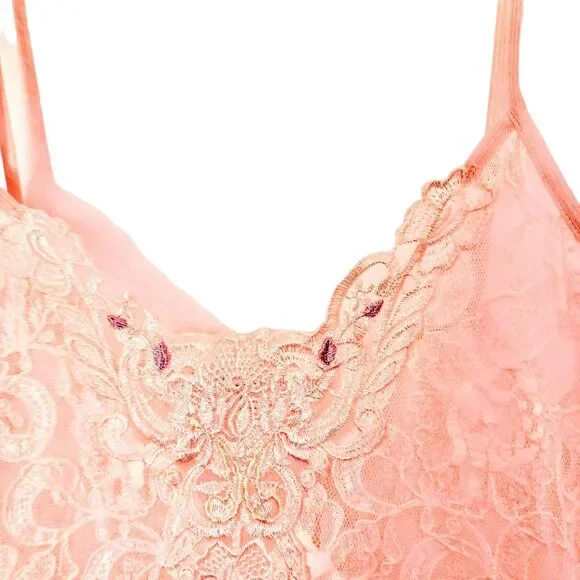 VTG CINEMA ETOILE Pink Stretchy Lace Chemise Nightgown Lingerie SZ M BEAUTIFUL - Picture 4 of 16